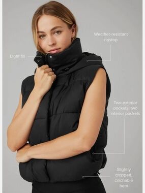 Alo Yoga Black Rush Puffer Vest Toffee XS